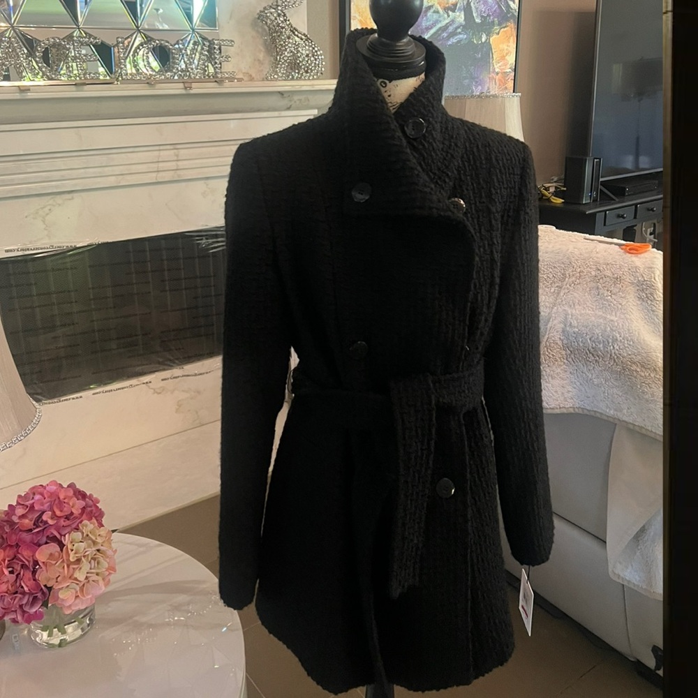 🆕 Calvin Klein Women's Black Basket woven Coat - Picture 5 of 17